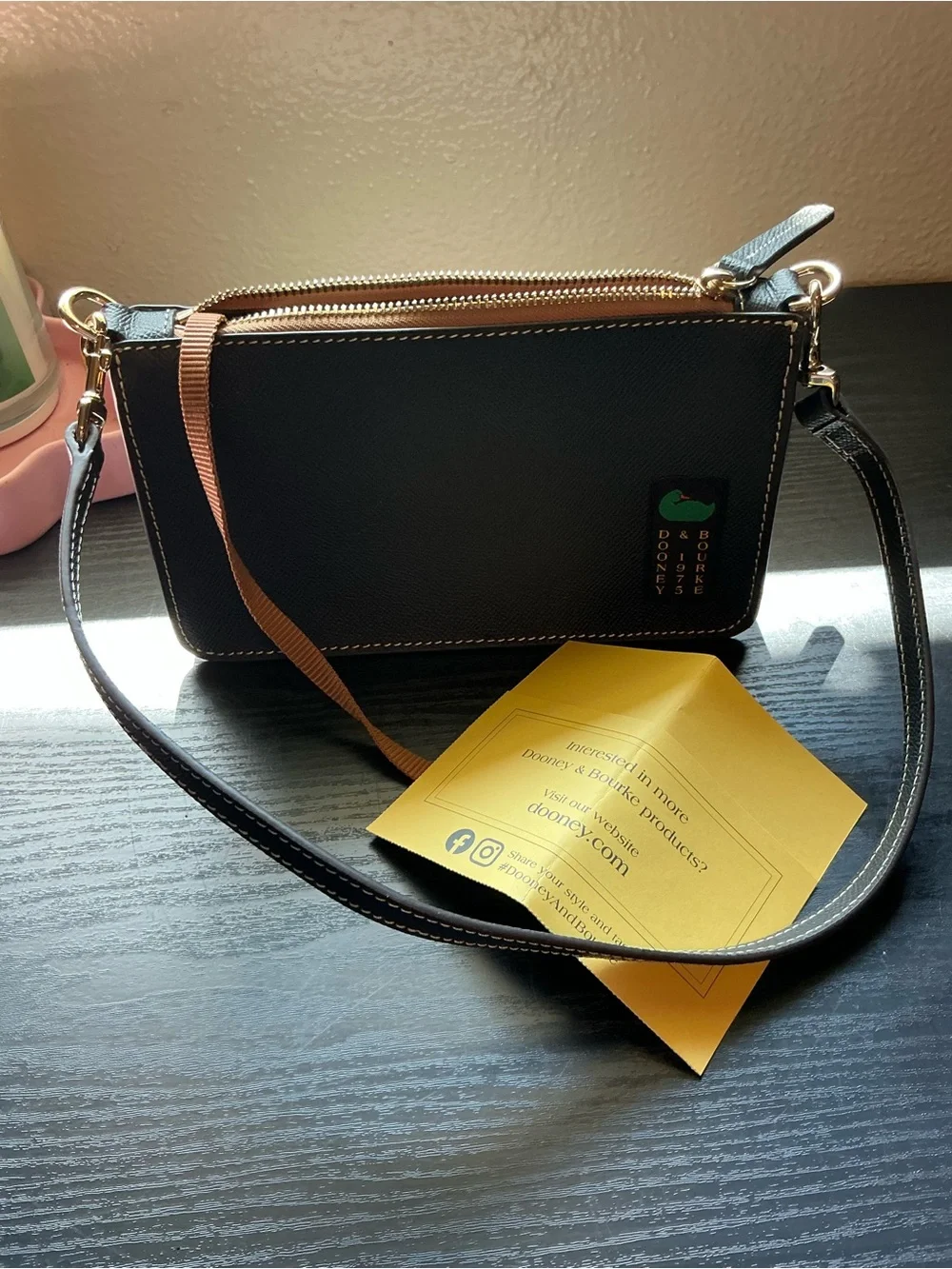 Dooney & Bourke Black Leather Double-Zip Wristlet